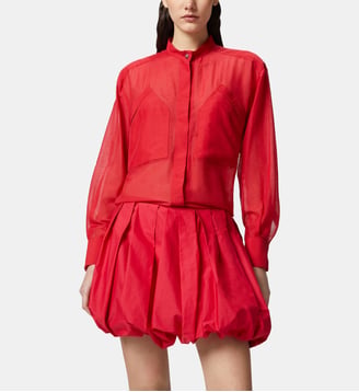 Chemise col mao en coton et soie - Pinko - Rose
