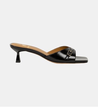 Sandales à Talon June Cuir Verni Froissé - Bobbies - Noir