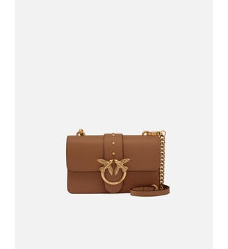 Petit sac à bandoulière love bag one en cuir - Pinko - Marron lion et or antique