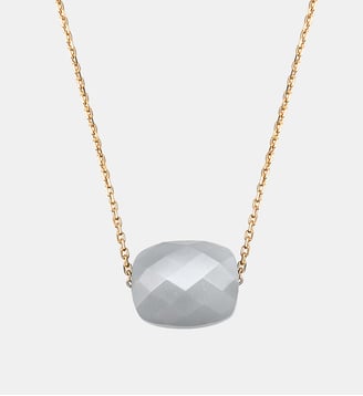 Collier, pierre de lune grise, or jaune Morganne Bello