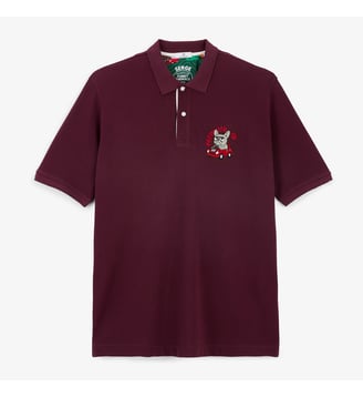 Polo piqué Funky Animals manches courtes en coton - Serge Blanco - Rouge bordeaux