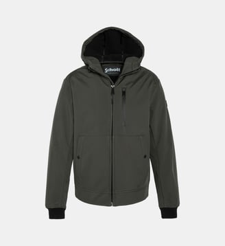 Blouson droit à capuche - Schott - Kaki
