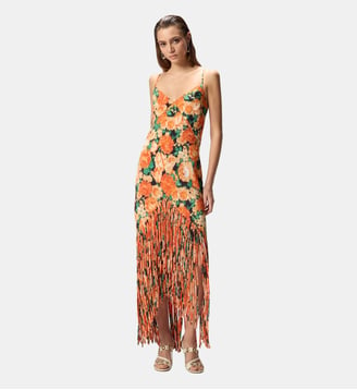 Robe longue à franges et à imprimé botanic garden Pinko
