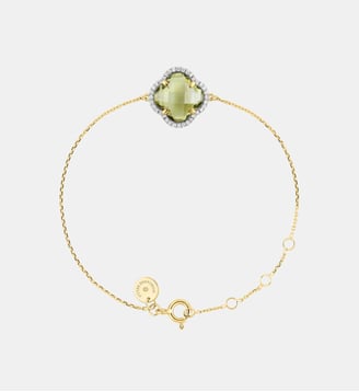 Bracelet, quartz olive, diamants, or jaune - Morganne Bello - Or jaune
