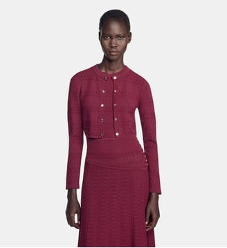 Cardigan court en maille pointelle - Sandro - Bordeaux