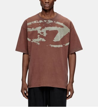 T-shirt avec logo floqué effet vieilli - Diesel - Marron
