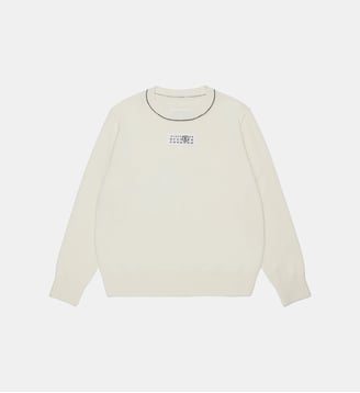 Pull ras-du-cou en mélange de laine - MM6 Maison Margiela - Blanc cassé