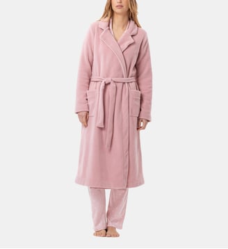 Peignoir croisé en polaire ESSENTIEL H65A - Lingerie Le Chat - Rose