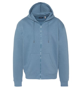 Sweatshirt zippé à capuche custom thunder - Schott - Bleu jean