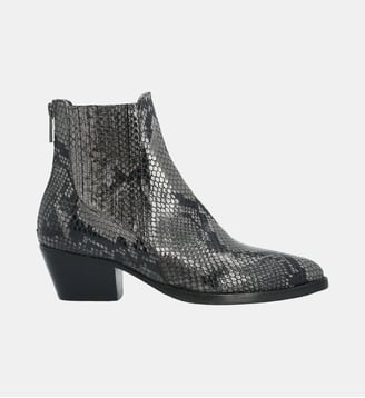 Boots esra - cuir imprimé façon animalier - Colisée Paris - Blanc et gris