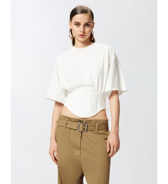 T-shirt court façon corset - Pinko - Noir
