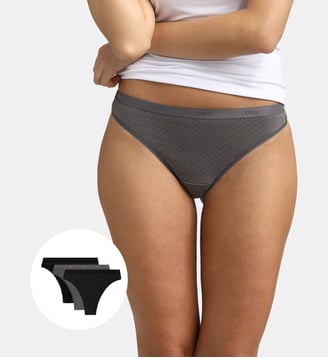Lot de 3 Strings Coton Stretch Les Pockets - Dim - Gris et noir