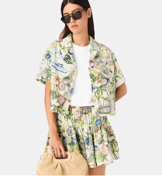 Chemise courte imprimée - Maje - Carte postale print