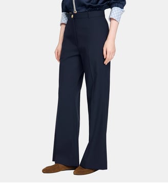 Pantalon large en laine - Sandro - Marine