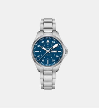 Montre automatique Khaki aviation Bleu H64635140 - Hamilton - Argenté