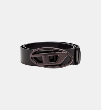 Ceinture 3.9 cm en cuir avec boucle Oval D métallisée - Diesel - Noir