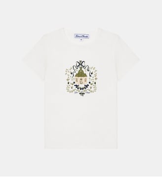 T-shirt -   coton imprimé feuilles - Tartine Et Chocolat - Écru
