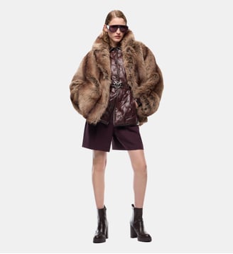 Caban en fourrure synthétique - Pinko - Beige gallinaccio