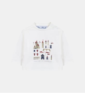 T-shirt -  coton imprimé château - Tartine Et Chocolat - Rouge