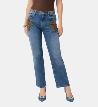 Jean droit perles - Guess - Bleu
