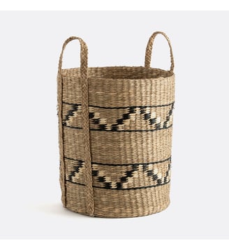 Panier haut et rond en herbier - La Redoute Interieurs - Naturel noir