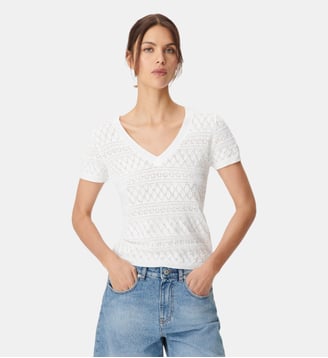 Pull maille Pointelle ajourée - Ikks - Écru