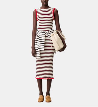 Robe midi sans manches rayures - Claudie Pierlot - Rouge