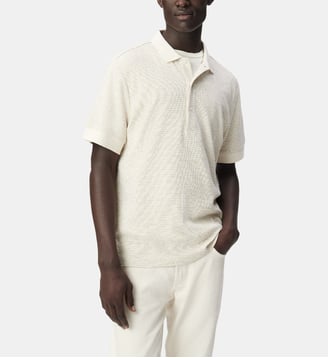 Polo manches courtes fines rayures - Ikks - Naturel