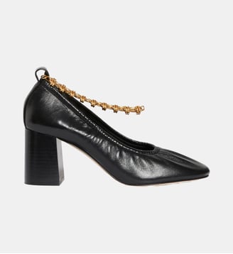 Escarpin Souple en Cuir Avec Chaîne - Vanessa Bruno - Noir