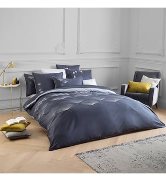 Housse de couette satin de coton 120 fils Pistil - Garnier Thiebaut - Bleu nuit