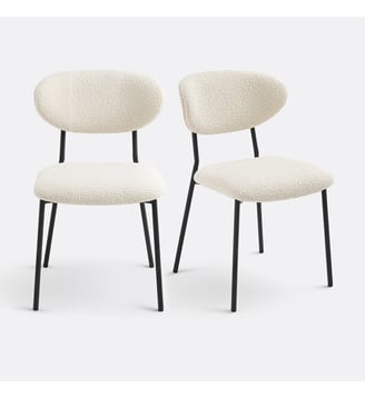 Lot de 2 chaises tissu bouclette - La Redoute Interieurs - Ecru