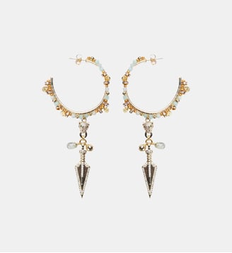Boucles d'oreilles créoles pendantes perles OPRHIE - Hipanema - Jade