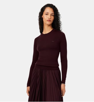 Pull maille 3D laine mérinos - Lacoste - Marron