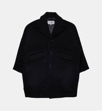 Manteau en forme d'œuf avec doublure intérieure - MM6 Maison Margiela - Noir