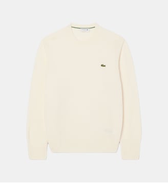 Pull en laine col rond - Lacoste - Écru