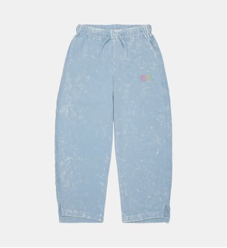 Pantalon en molleton effet washed avec logo - Diesel Kids - Bleu poussiéreux
