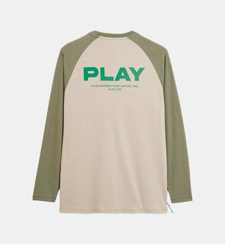 T-shirt manches longues col rond imprimé Play - Serge Blanco - Beige