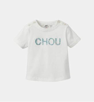 T-shirt  lettres en tissu Liberty - Coton biologique - Cyrillus - Liberty harriet