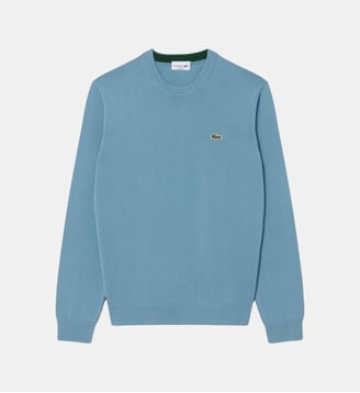 Pull coton uni col rond Lacoste