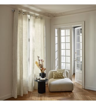rideau à oeillets Tamisant Jacquard effet tweed bouclé - Madura - Ivoire