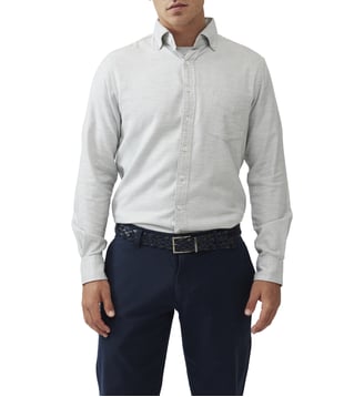 Chemise unie slim en coton et lyocell manches longes Barrhill - Rodd & Gunn - Cendre
