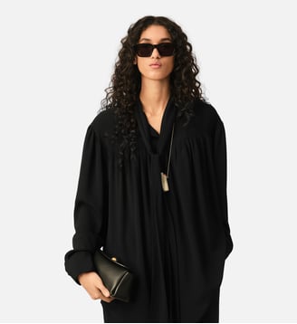 Blouse lavallière en soie mélangée - AMI Paris - Noir