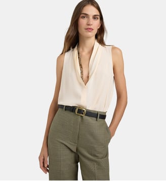 Top sans manches Kiri en crêpe de soie - Momonì - Beige
