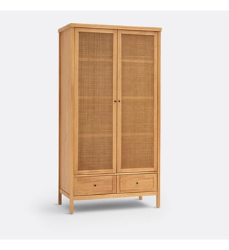 Armoire 2 portes pin massif et cannage - La Redoute Interieurs - Naturel