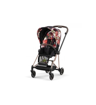 Poussette MIOS 3 châssis Rose Gold habillage Spring Blossom Dark - Cybex - Rose