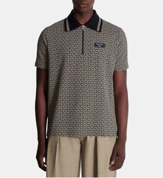 Polo en jacquard à monogramme PB Labyrinthe - Balmain - Black