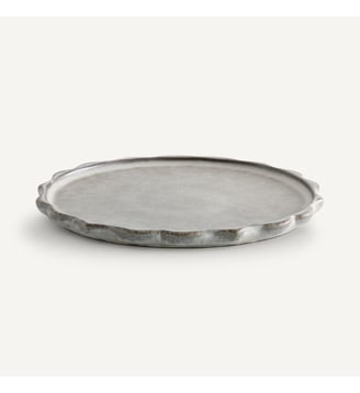 Lot 4 assiettes plates grès émail réactif - AM.PM - Blanc grisé