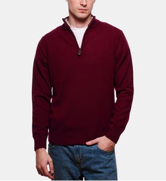 Pull à col zippé en cachemire Bordeaux - Atelier Privé - Rouge bordeaux