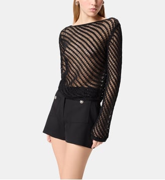 Pull effet crochet à paillettes - Pinko - Noir