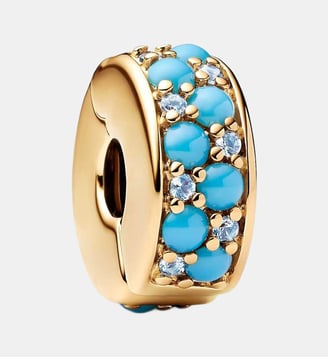 Charm Clip Bleu Azur - Pandora - Doré